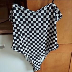 Black and white checkered bodysuit